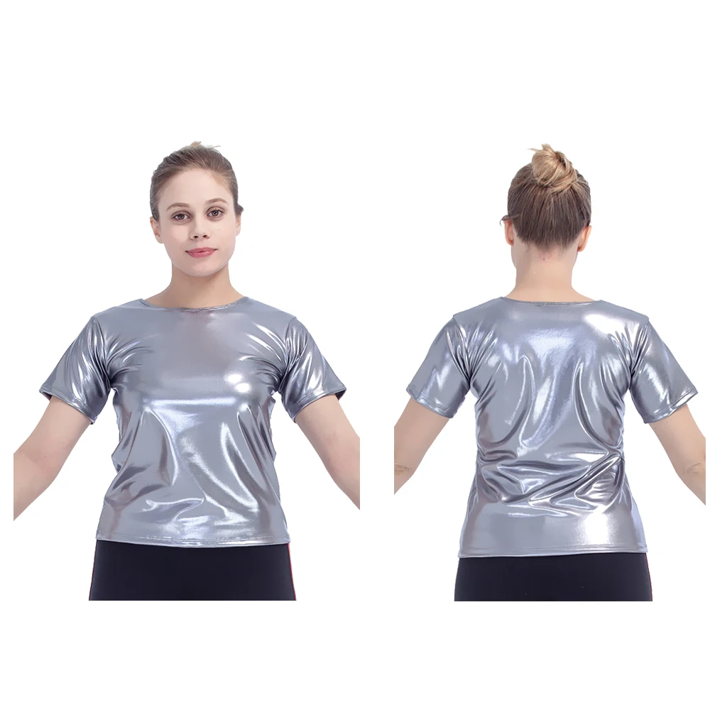 Retail Wholesale Metallic Short Sleeve Dance Top for Ladies and Girls Jazz Dancing Costume Full Sizes 6 Colors
Retail Wholesale Metallic Short Sleeve Dance Top for Ladies and Girls Jazz Dancing Costume Full Sizes 6 Colors