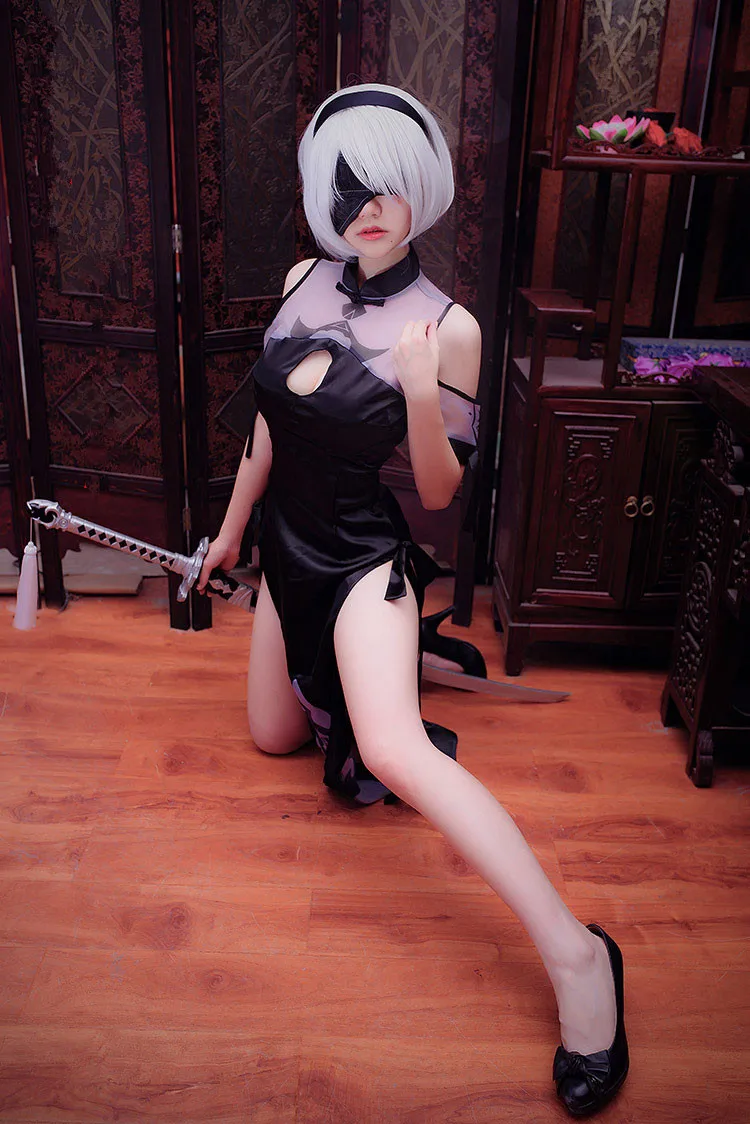 Game Anime NieR:Automata cosplay YoRHa No.2 Type B 2B Sexy Black cheongsam Halloween Party Female Man Cosplay costume
Game Anime NieR:Automata cosplay YoRHa No.2 Type B 2B Sexy Black cheongsam Halloween Party Female Man Cosplay costume