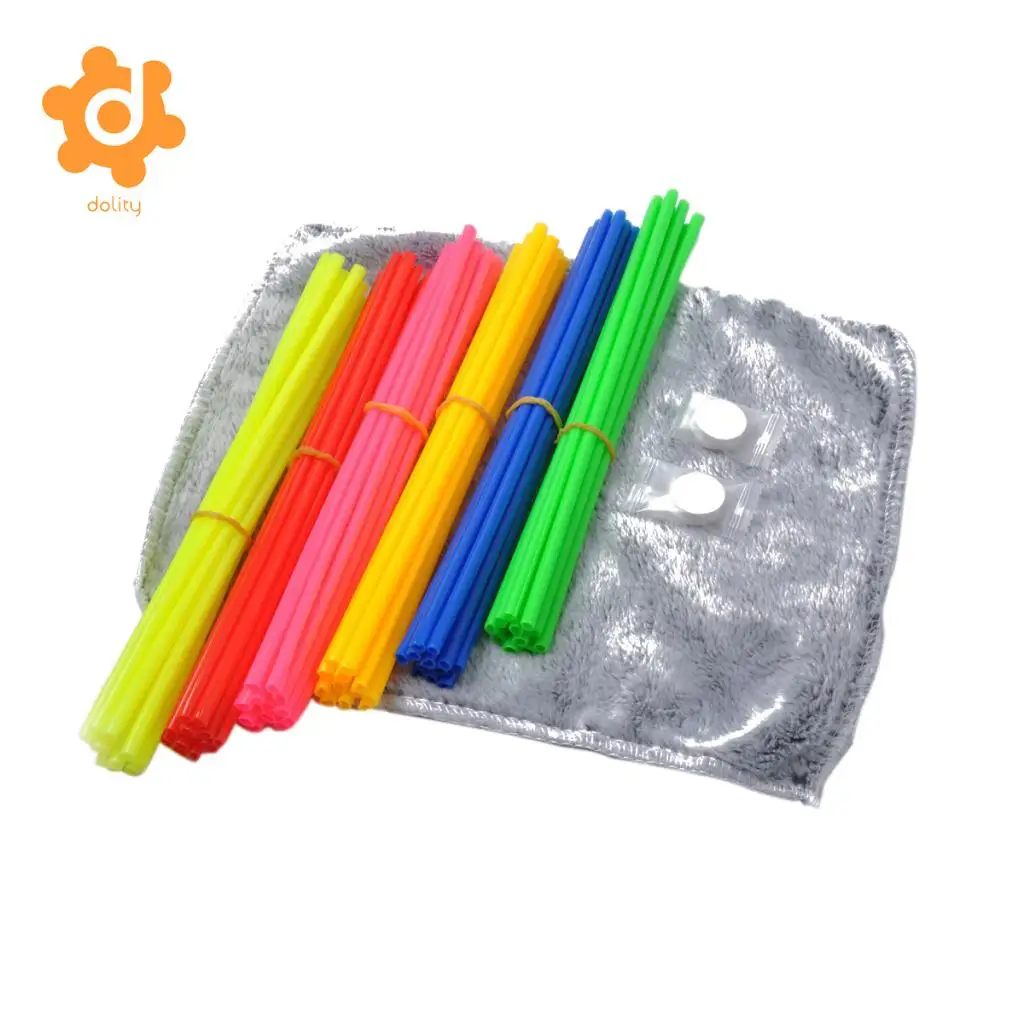 72Pcs Motorcycle Wheel Spoke Wrap Skin Coat Trim Cover Pipe with Towel