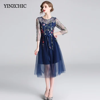Spring New Womans Mesh Dress Floral Embroidery Party Dress for Woman Slim Sash Waisted Mid Dress Female Casual Summer Dresses
Spring New Womans Mesh Dress Floral Embroidery Party Dress for Woman Slim Sash Waisted Mid Dress Female Casual Summer Dresses