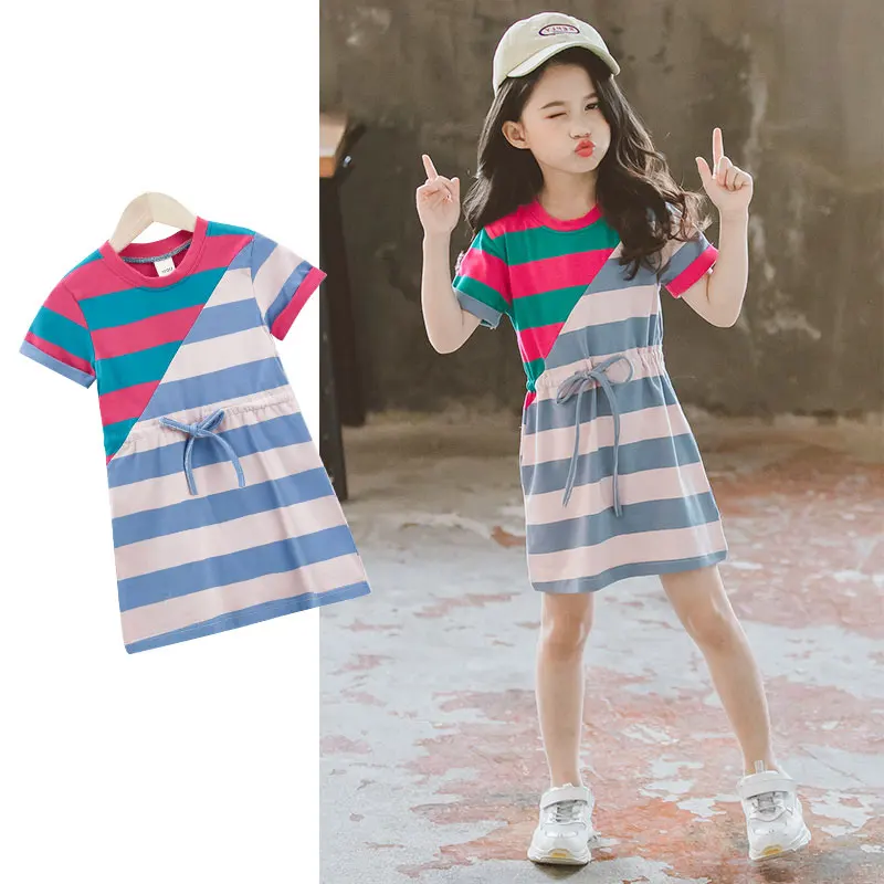 Girls Summer Dress Kids Striped Dress 2019 New Children Cotton Dress teenage Dress Casual Leisure kids Clothes for 4 6 8 10 12 Y 
Girls Summer Dress Kids Striped Dress 2019 New Children Cotton Dress teenage Dress Casual Leisure kids Clothes for 4 6 8 10 12 Y