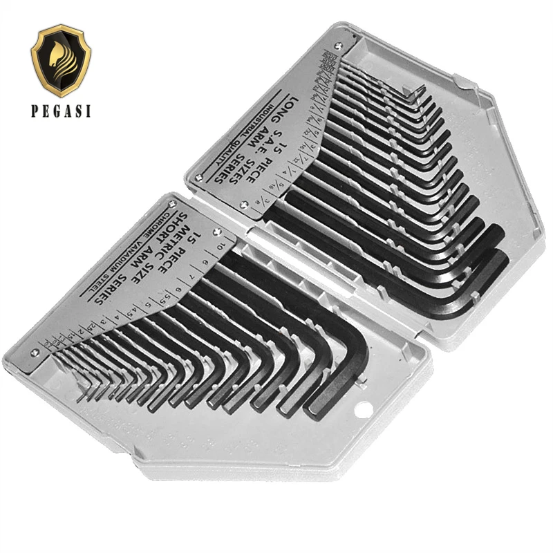 PEGASI 30pcs/set SAE And Metric Size Hexagonal Wrench Chrome Vanadium Tools Universal Hexahedron
PEGASI 30pcs/set SAE And Metric Size Hexagonal Wrench Chrome Vanadium Tools Universal Hexahedron