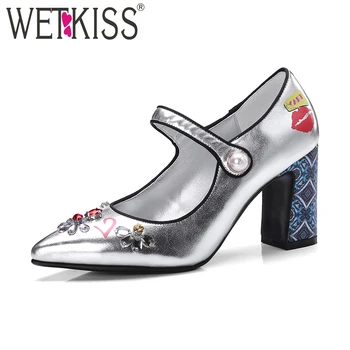 WETKISS 2018 Mary Jane High Heels Women Pumps Buckle Crystal Pointed Toe Square Toe Printing Crystal Footwear Spring Party Shoes
WETKISS 2018 Mary Jane High Heels Women Pumps Buckle Crystal Pointed Toe Square Toe Printing Crystal Footwear Spring Party Shoes