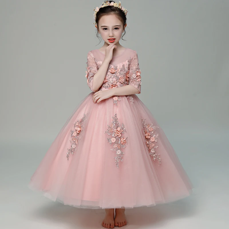 Pink Flower Girl Dresses for Wedding Half Sleeve Appliques First Holy Communion Dress Ball Gown Princess Dress Party Gowns B298
Pink Flower Girl Dresses for Wedding Half Sleeve Appliques First Holy Communion Dress Ball Gown Princess Dress Party Gowns B298