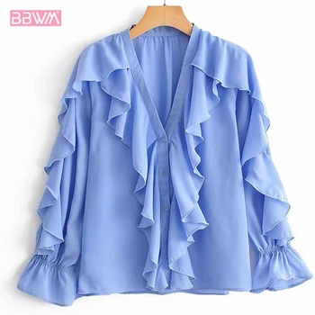 Spring new laminated decorative ruffled shirt V-neck long-sleeved chiffon shirt women 2019 summer new long-sleeved top
Spring new laminated decorative ruffled shirt V-neck long-sleeved chiffon shirt women 2019 summer new long-sleeved top
