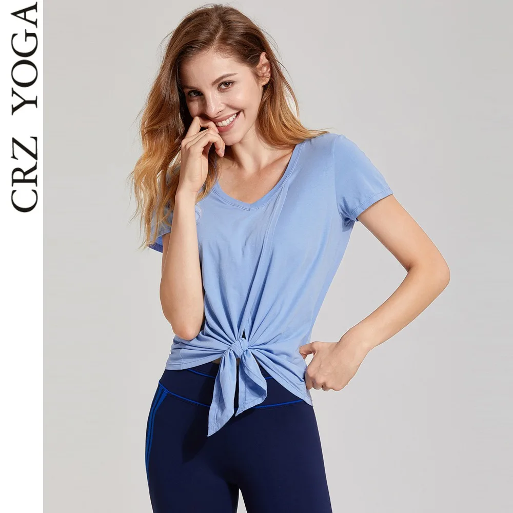 CRZ YOGA Women's Pima Cotton Workout Short Sleeve V-Neck Tie T Shirt Tops
CRZ YOGA Women's Pima Cotton Workout Short Sleeve V-Neck Tie T Shirt Tops