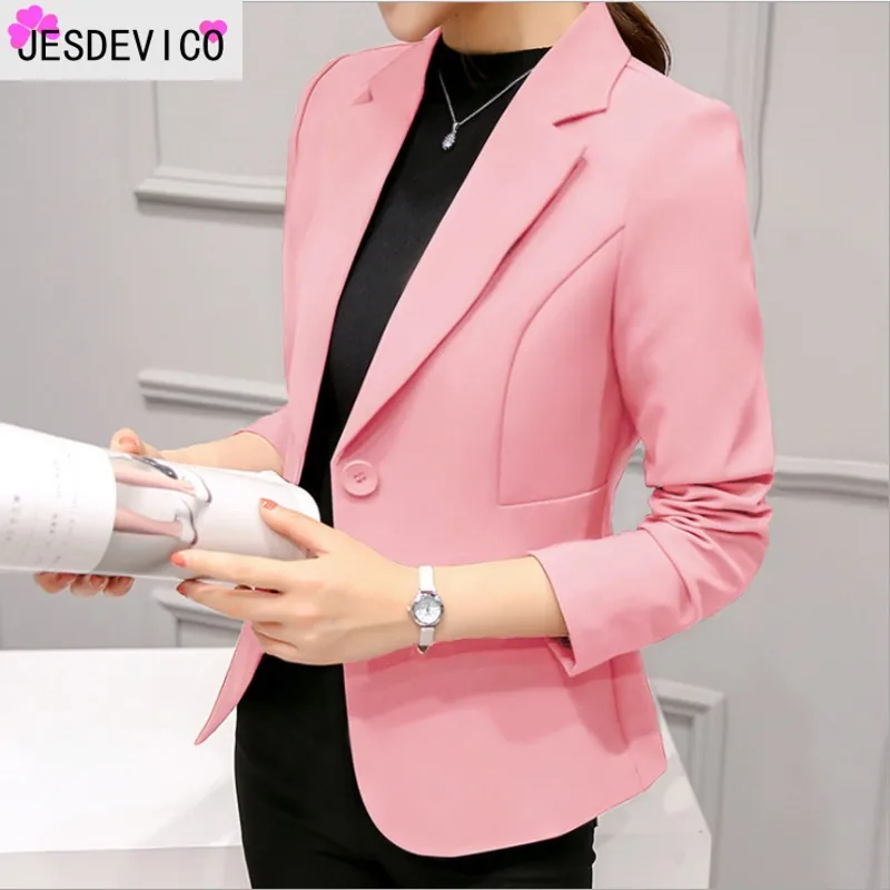New Women's Blazer Pink Long Sleeve Blazers Solid One Button Coat Slim Office Lady Jacket Female Tops Suit Blazer Femme Jackets
New Women's Blazer Pink Long Sleeve Blazers Solid One Button Coat Slim Office Lady Jacket Female Tops Suit Blazer Femme Jackets