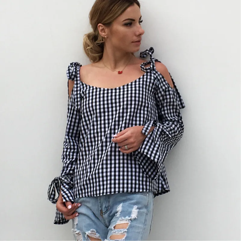 2019 Autumn Lattice Strapless Long Sleeve Bow Shirt Women Casual Round Neck Loose Blouse Camisas Femininas Manga Ey*
2019 Autumn Lattice Strapless Long Sleeve Bow Shirt Women Casual Round Neck Loose Blouse Camisas Femininas Manga Ey*