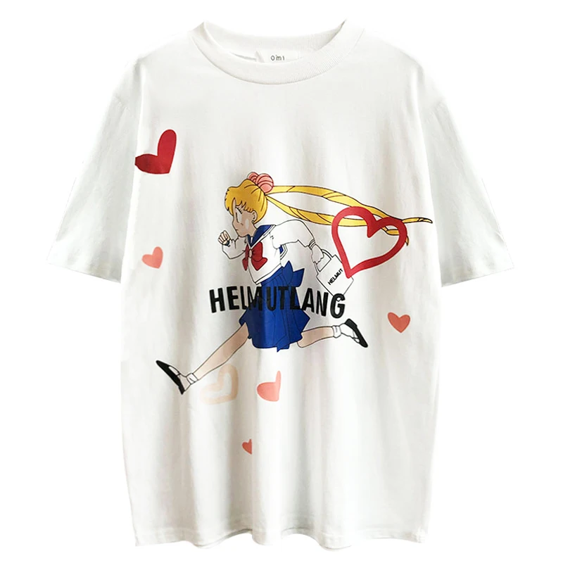 2019 New Summer Short Sleeve T-shirt Female College Wind Cute Sailor Moon T-shirt Loose Round Neck Harajuku Cartoon Print Tops
2019 New Summer Short Sleeve T-shirt Female College Wind Cute Sailor Moon T-shirt Loose Round Neck Harajuku Cartoon Print Tops
