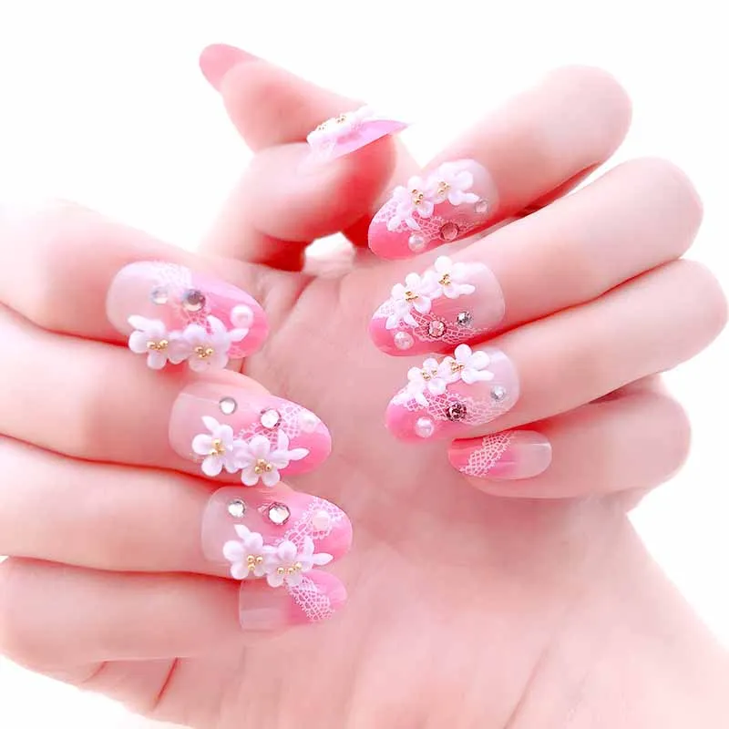 Girls Pink Color Full Cover False Nails Women Fashion 3D Flower Carved Fake Nails Long Size New Design Nail Art Tips with Glue
Girls Pink Color Full Cover False Nails Women Fashion 3D Flower Carved Fake Nails Long Size New Design Nail Art Tips with Glue