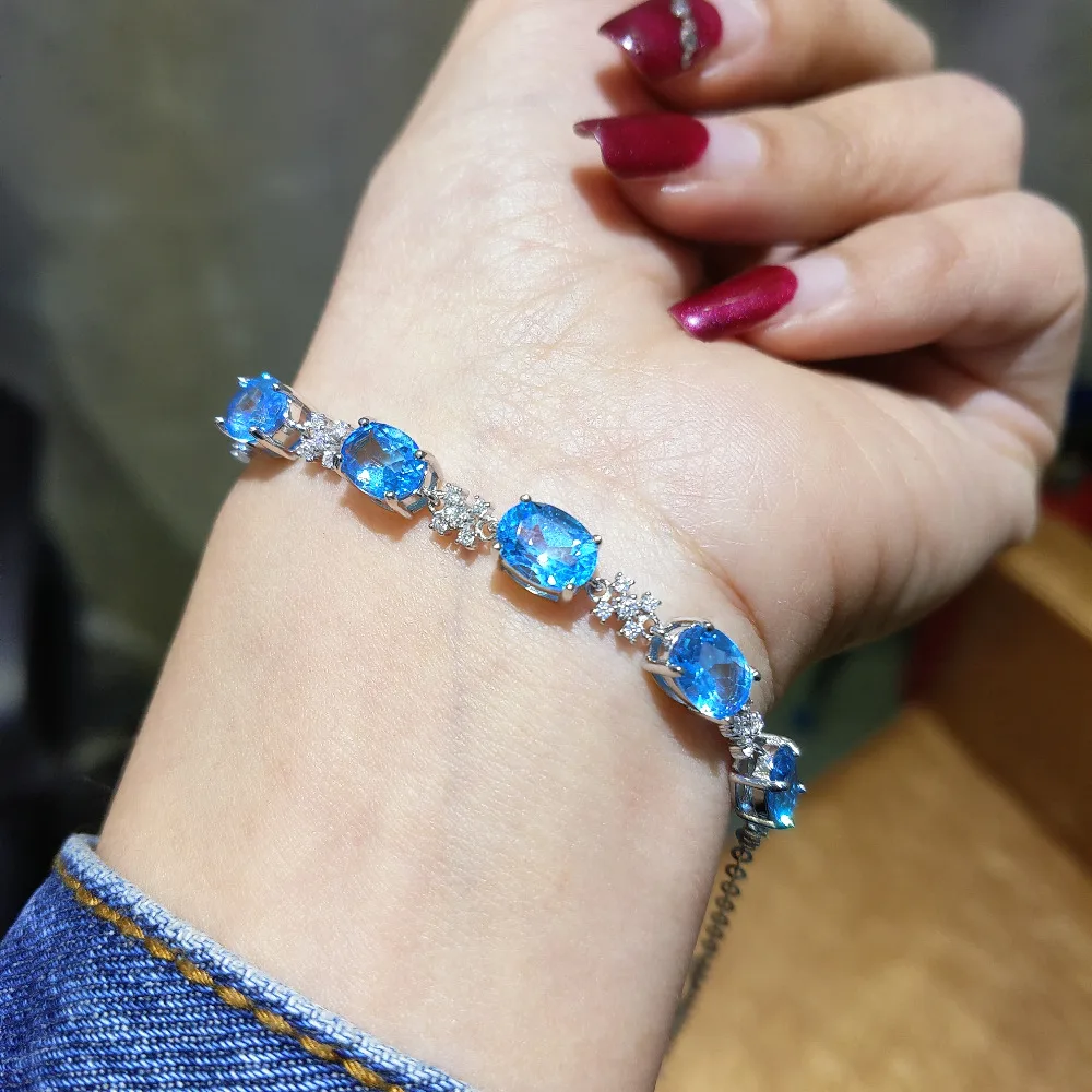 FLZB , Fine Jewelry Trendy Bracelets Natural dark Blue Topaz in 925 Sterling Silver with18k White Gold Plated Jewelry for Lady
FLZB , Fine Jewelry Trendy Bracelets Natural dark Blue Topaz in 925 Sterling Silver with18k White Gold Plated Jewelry for Lady