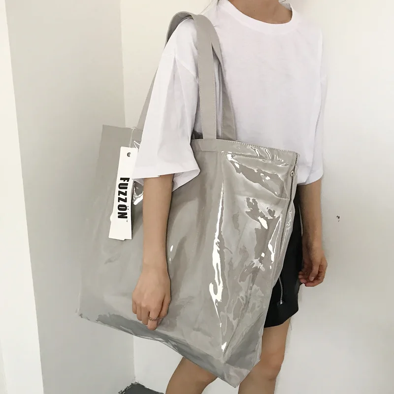 Women Tote Bag PVC Leather Waterproof Shoulder Tote Bags Silver Gray Luxury Canvas Bag Lady Shopper Large Capacity Handbags 2019
Women Tote Bag PVC Leather Waterproof Shoulder Tote Bags Silver Gray Luxury Canvas Bag Lady Shopper Large Capacity Handbags 2019