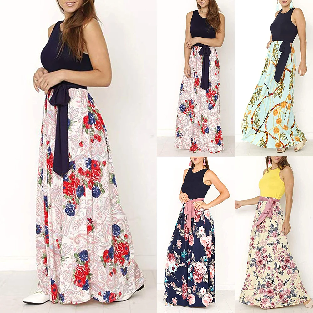 Women Boho Floral Long Maxi Dress New Fashion Party Summer Dress For Women Beach Sun Sleeveless Pink Color The Dress Wholesale
Women Boho Floral Long Maxi Dress New Fashion Party Summer Dress For Women Beach Sun Sleeveless Pink Color The Dress Wholesale