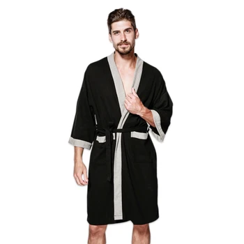 

Casual waffle knit cotton male robes bathrobes long-sleeved Sauna SPA bathrobes roupao lovers kimono pajama robes men Plus size