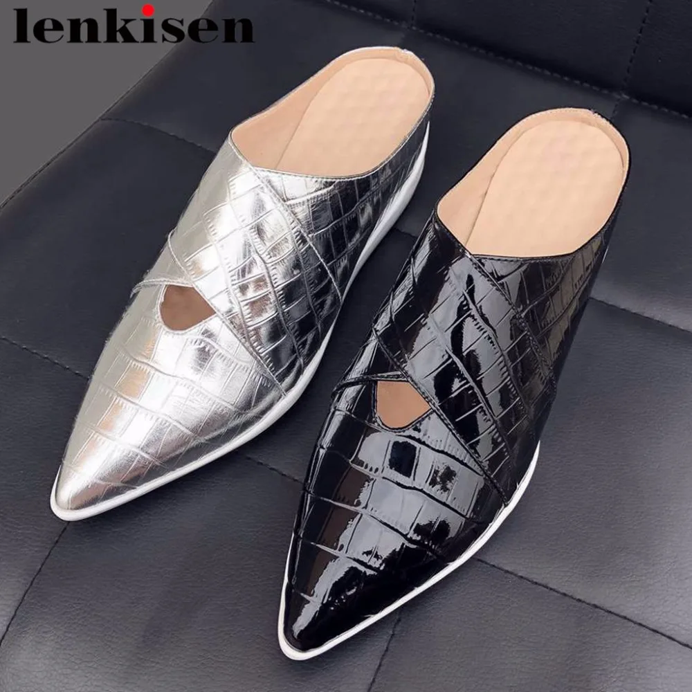 Lenkisen genuine leather slip on mules pointed toe loafers med bottom increased shoes elegant lady party vulcanized shoes L50
Lenkisen genuine leather slip on mules pointed toe loafers med bottom increased shoes elegant lady party vulcanized shoes L50