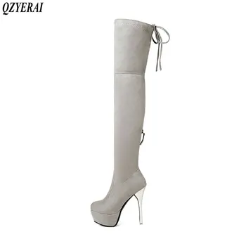 QZYERAI New round head metal high heel comfortable women boots tight stretch over knee women's shoes European station size 34-43
QZYERAI New round head metal high heel comfortable women boots tight stretch over knee women's shoes European station size 34-43