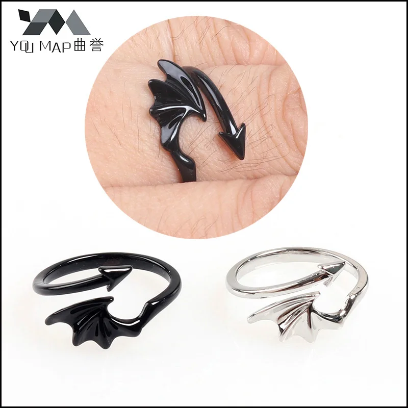 Fashion Silver Women's Brass Rings Devil Wing & Tail Adjustable Black Lord of the Rings Statement Trendy Jewelry Girls
Fashion Silver Women's Brass Rings Devil Wing & Tail Adjustable Black Lord of the Rings Statement Trendy Jewelry Girls