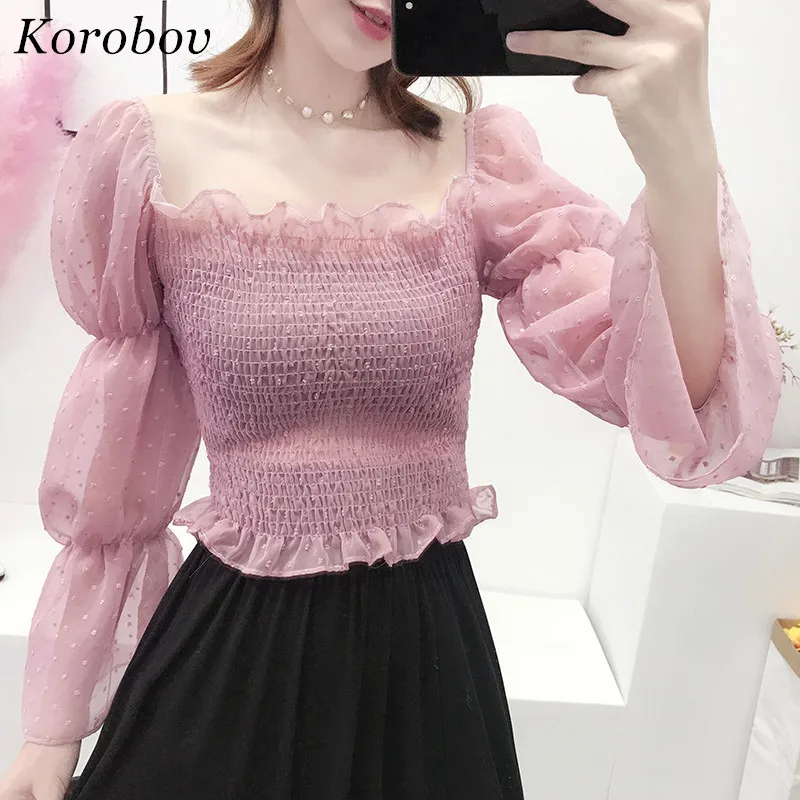 2018 Slash Neck Ruffles Mujer Chiffon Blouse Loose Casual Flare Sleeve Shirts New Fashion Summer Korean Polka Dot Blusas 75697
2018 Slash Neck Ruffles Mujer Chiffon Blouse Loose Casual Flare Sleeve Shirts New Fashion Summer Korean Polka Dot Blusas 75697