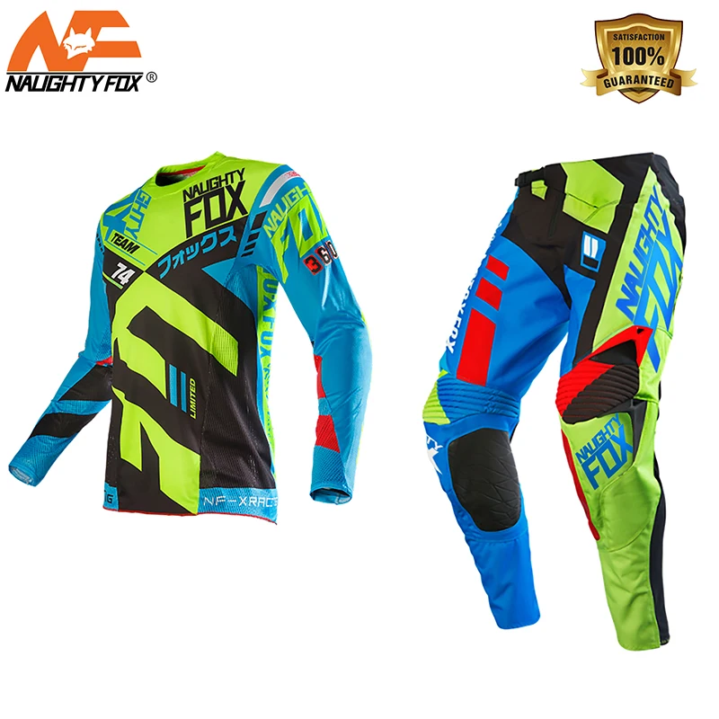 NAUGHTY Fox 360 Divizion Mens Gear Set Motocross ATV Dirt Bike Off-Road Race Gear Pant Jersey Combo