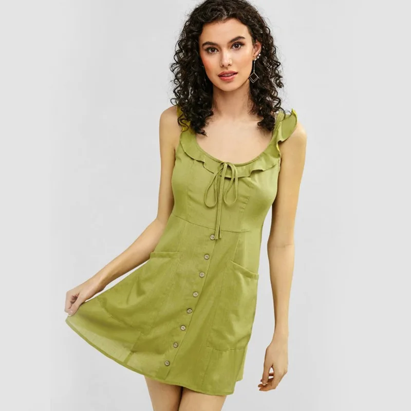 2019 Women Dress Summer Casual Bodycon Korean Above Knee Length Ruffled Falbala for High School Girls Green Color
2019 Women Dress Summer Casual Bodycon Korean Above Knee Length Ruffled Falbala for High School Girls Green Color