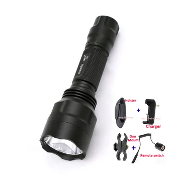 

8x7135 10x7135 12x7135 New C8 Cree XM-L2 U3-1A LED 6500K Hunting Flashlight +1Pc Remote Switch/Gun Mount/Holster/Charger