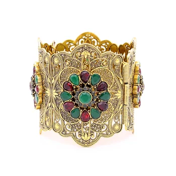 Ethnic Women Emboss Flower Resin Bangle Cuff Antique Gold Color Rome Mesh Wavelike Bracelet Jewelry Albania India Bridal Armlet
Ethnic Women Emboss Flower Resin Bangle Cuff Antique Gold Color Rome Mesh Wavelike Bracelet Jewelry Albania India Bridal Armlet