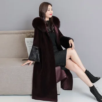 Women wool coat 2019 big fur collar fashion high quality mink wool sheep shearing coat abrigos mujer invierno jacket women 4XL
Women wool coat 2019 big fur collar fashion high quality mink wool sheep shearing coat abrigos mujer invierno jacket women 4XL