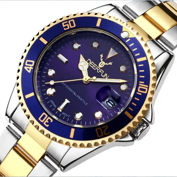 DEERFUN Luxury Gold Watch Men GMT Rotatable Bezel Sapphire Glass Stainless steel Band Sport Quartz WristWatch reloj relogio
DEERFUN Luxury Gold Watch Men GMT Rotatable Bezel Sapphire Glass Stainless steel Band Sport Quartz WristWatch reloj relogio