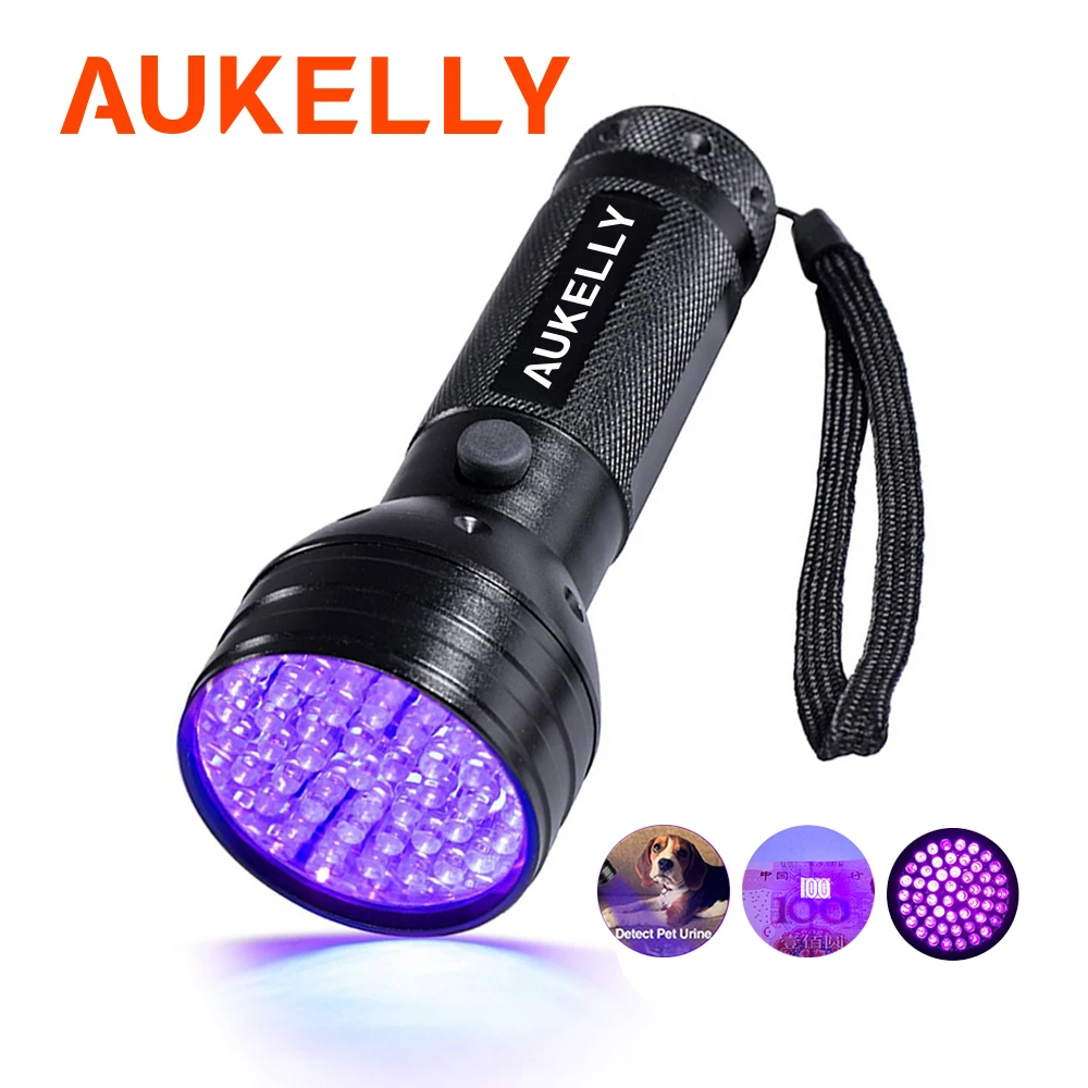 Aukelly 51 LED UV Flashlight 395 nm Ultra violet Torch Bed Bug Pet Urine Stain Detector Blacklight Handheld safety Portable Lamp
Aukelly 51 LED UV Flashlight 395 nm Ultra violet Torch Bed Bug Pet Urine Stain Detector Blacklight Handheld safety Portable Lamp