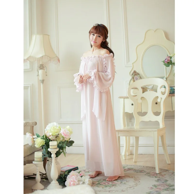 Women's Sleepwear Autumn Vintage Ruffles Chiffon Princess Long Nightgowns Long Sleeve Nightdress Home Clothes Large Size 011
Women's Sleepwear Autumn Vintage Ruffles Chiffon Princess Long Nightgowns Long Sleeve Nightdress Home Clothes Large Size 011
