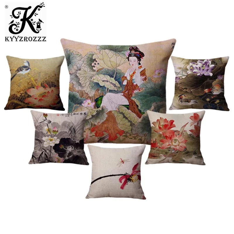 Chinese Retro Painting Style Classical Girl Lotus Cushion Covers Office Car Sofa Chair Home Decoration Cushion Cover Pillow Case
Chinese Retro Painting Style Classical Girl Lotus Cushion Covers Office Car Sofa Chair Home Decoration Cushion Cover Pillow Case