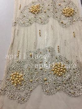 5yards ST001 # luxury 3d GOLD pearls beads embroidery net mesh lace fabric for evening dress/wedding
5yards ST001 # luxury 3d GOLD pearls beads embroidery net mesh lace fabric for evening dress/wedding