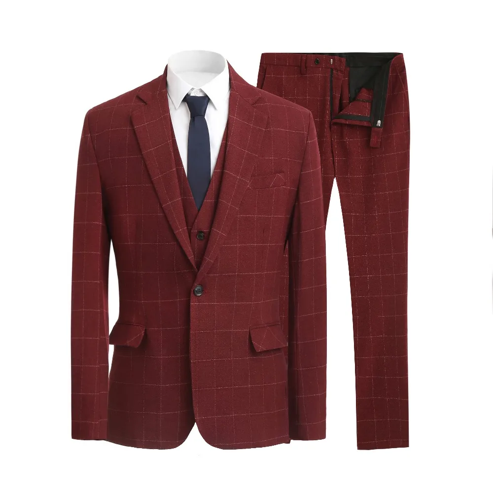 New Burgundy Mens Plaid Suit 3 Pieces Wool tweed Tuxedos Blazer Formal Business & Groomsmen Suits For Wedding(Blazer+Vest+Pants)
New Burgundy Mens Plaid Suit 3 Pieces Wool tweed Tuxedos Blazer Formal Business & Groomsmen Suits For Wedding(Blazer+Vest+Pants)