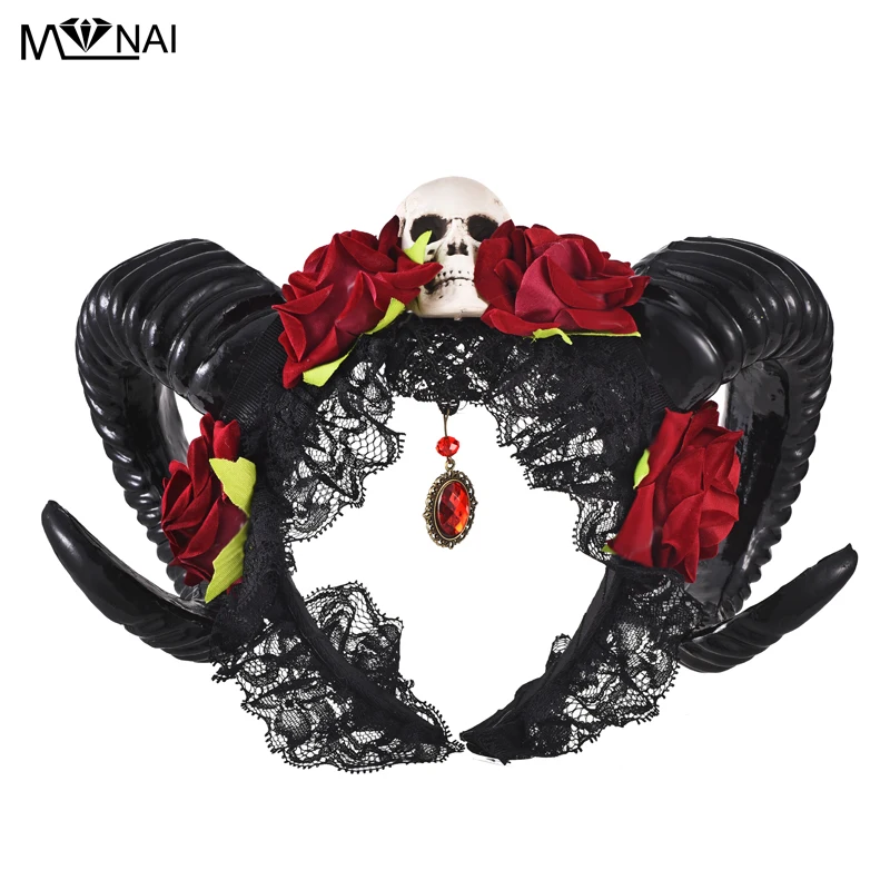 Steampunk Horn Headband Gothic Devil Floral Horns Headpieces Halloween Skull accessories With Veil Fancy Dress Hair Accessories
Steampunk Horn Headband Gothic Devil Floral Horns Headpieces Halloween Skull accessories With Veil Fancy Dress Hair Accessories