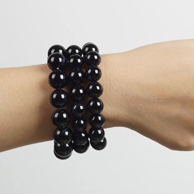 TopGoods Natural Black Agate Stone Bracelet 8/10mm Elastic Bead Charms Bracelets Pulseira Masculina for Women and Men
TopGoods Natural Black Agate Stone Bracelet 8/10mm Elastic Bead Charms Bracelets Pulseira Masculina for Women and Men