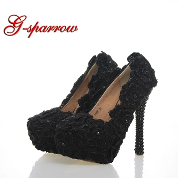 New Style Black Lace Super High Heel Shoes Sexy Platform Formal Dress Shoes Evening Banquet Party Pumps Flower Bridesmaid Shoes
New Style Black Lace Super High Heel Shoes Sexy Platform Formal Dress Shoes Evening Banquet Party Pumps Flower Bridesmaid Shoes
