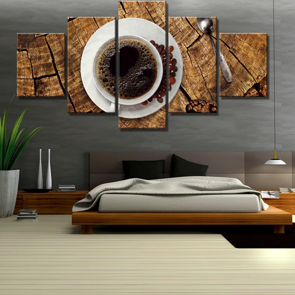 5-Piece-Canvas-Art-Coffee-Wood-Kitchen-Cuadros-Decoracion-Paintings-on-Canvas-Wall-Art-for-Home