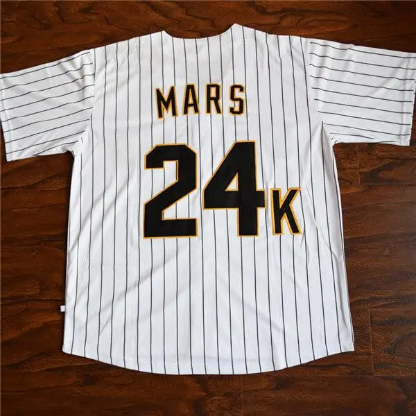 Custom Baseball Jersey Bruno Mars #24K Hooligans Movie T-Shirts Men Women Youth Kids Red White Stripe Factory Wholesale OEM
Custom Baseball Jersey Bruno Mars #24K Hooligans Movie T-Shirts Men Women Youth Kids Red White Stripe Factory Wholesale OEM