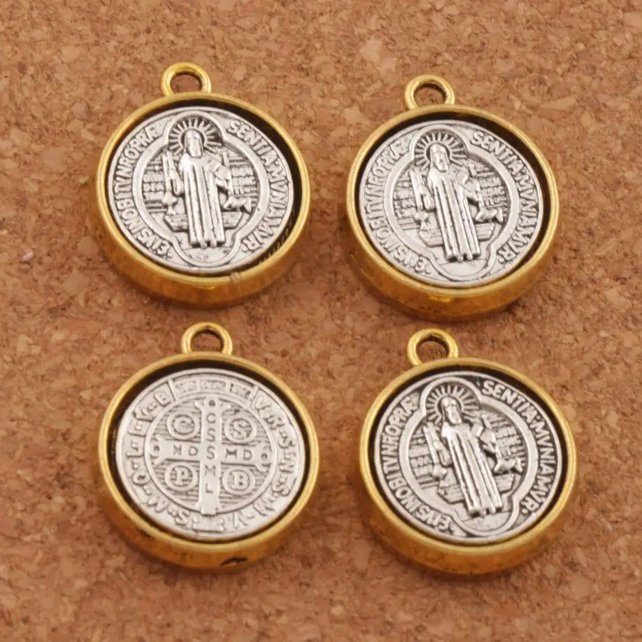 20.2x17mm Saint St Benedict Medal Cross Spacer Charm Beads 5PCS Antique Silver And Gold Pendants L1694
20.2x17mm Saint St Benedict Medal Cross Spacer Charm Beads 5PCS Antique Silver And Gold Pendants L1694