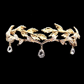 Classic Circle Rhinestone Wedding Crowns Bridal Hair Jewelry Waterdrop Gold Leaf Crystal Tiara Crown For Bride Bridesmaid
Classic Circle Rhinestone Wedding Crowns Bridal Hair Jewelry Waterdrop Gold Leaf Crystal Tiara Crown For Bride Bridesmaid
