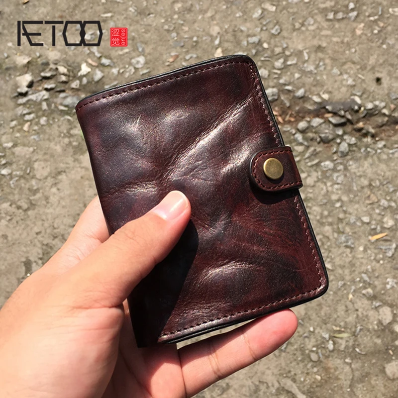 AETOO Retro leather Men's small wallet wash wrinkle effect casual money clip can put driver's license head layer cowhide Wallet
AETOO Retro leather Men's small wallet wash wrinkle effect casual money clip can put driver's license head layer cowhide Wallet