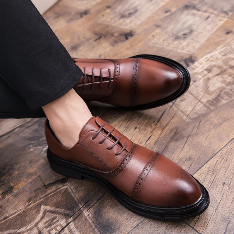 GOODRSSON brogue shoes split leather men formal shoes business wedd dress oxford male shoes lace up office footwear dropshiping
GOODRSSON brogue shoes split leather men formal shoes business wedd dress oxford male shoes lace up office footwear dropshiping