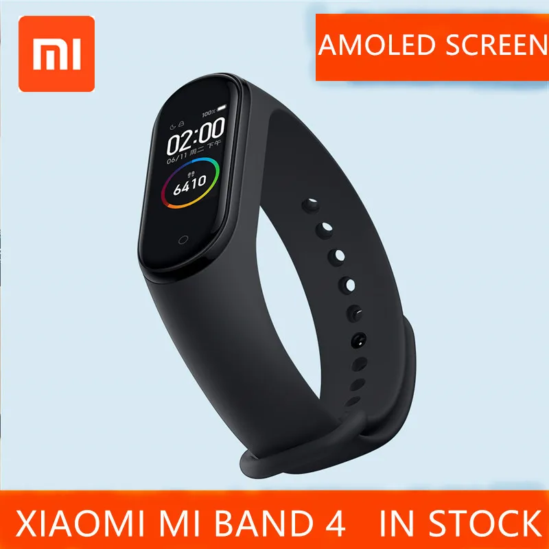 В наличии оригинальный Xiaomi MI Band 4 для спорта сна пульса фитнес 135 мАч цветной AMOLED