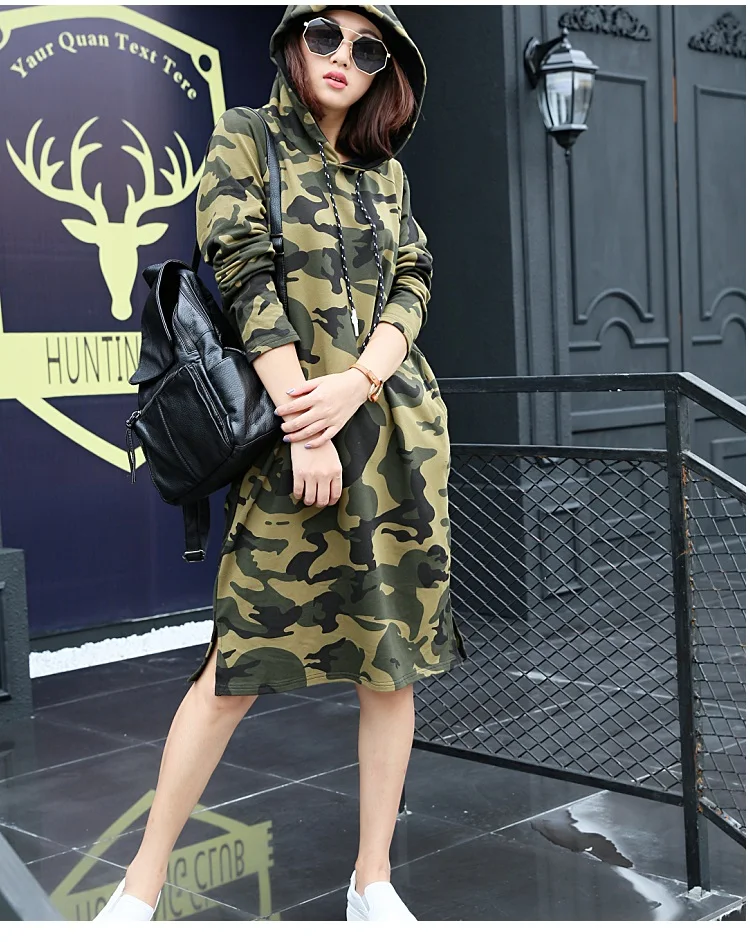 Spring New Long Style Camouflage Sweatshirts Casual Loose Hooded Pullovers Side Split Hoodies Dress
Spring New Long Style Camouflage Sweatshirts Casual Loose Hooded Pullovers Side Split Hoodies Dress