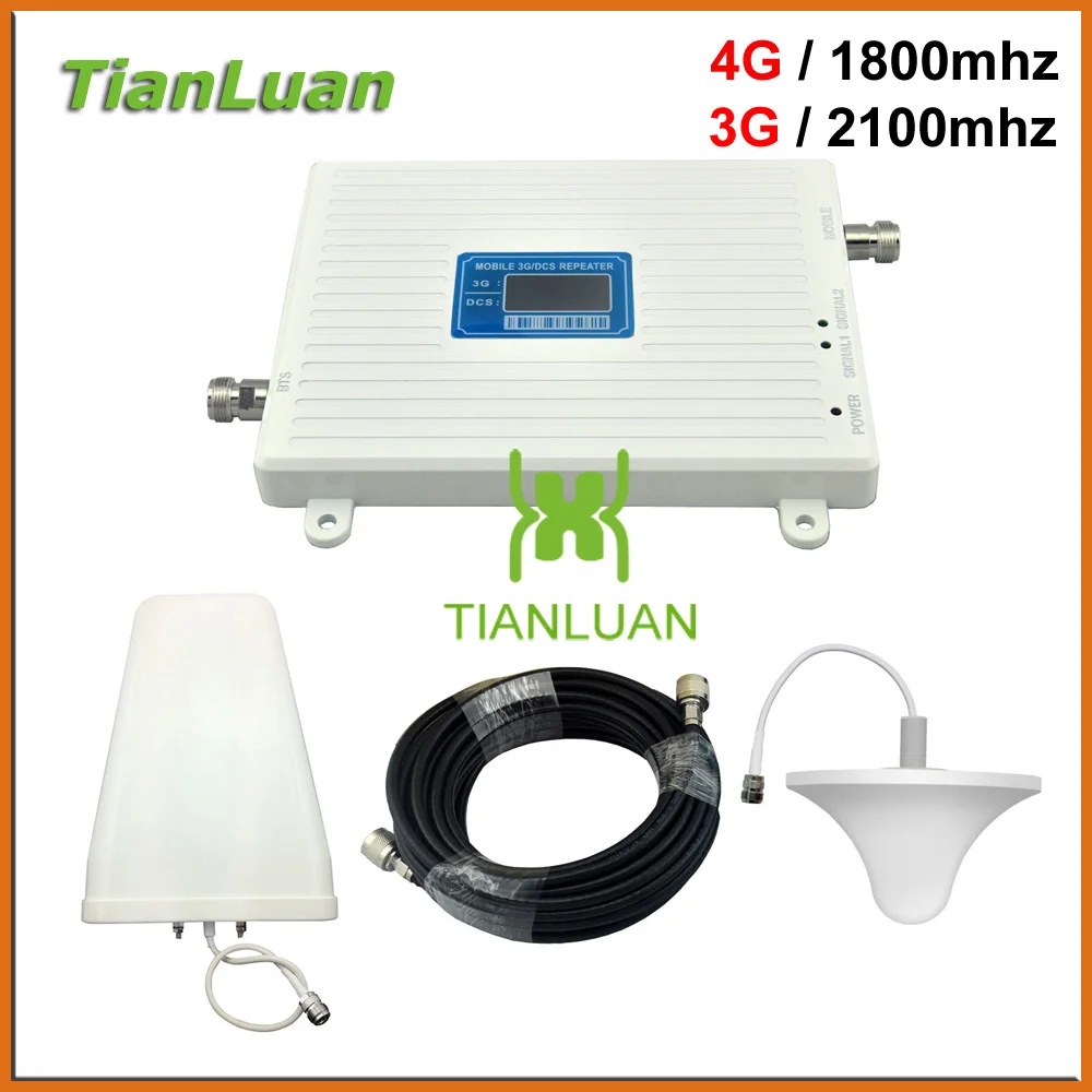 

TianLuan W-CDMA 3G 2100mhz DCS 4G LTE 1800mhz Cell Phone Signal Booster 2G 3G 4G Repeater with Ceiling / Log Periodic Antenna