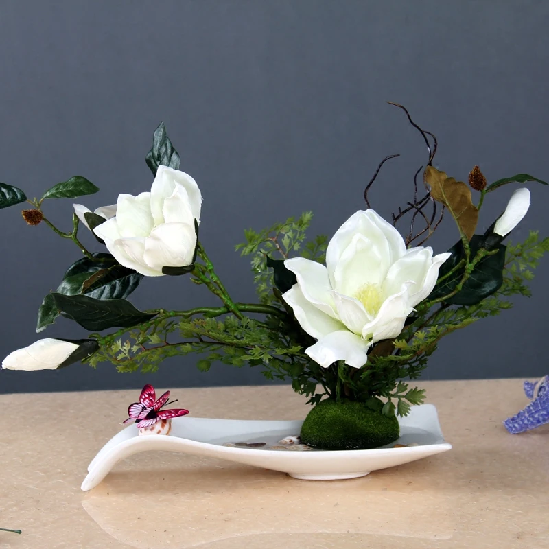 New Chinese Classical Porcelain Vase+Magnolia Fake Flower Figurines Crafts Home Furnishings Coffee Hotel Tea Ornament Decoration
New Chinese Classical Porcelain Vase+Magnolia Fake Flower Figurines Crafts Home Furnishings Coffee Hotel Tea Ornament Decoration