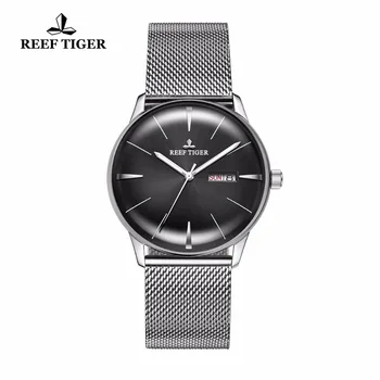 

New Reef Tiger/RT Dress Watches for Men Convex Lens Stainless Steel Watch with Date Day Analog Watches RGA8238