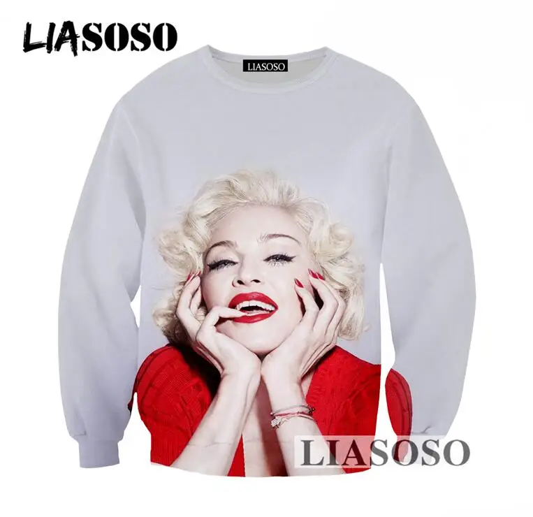 LIASOSO 3D Print Sexy Singer Madonna Harajuku Style Long Sleeve Sweatshirt Casual Pullover Tracksuits Brand Clothing T775
LIASOSO 3D Print Sexy Singer Madonna Harajuku Style Long Sleeve Sweatshirt Casual Pullover Tracksuits Brand Clothing T775