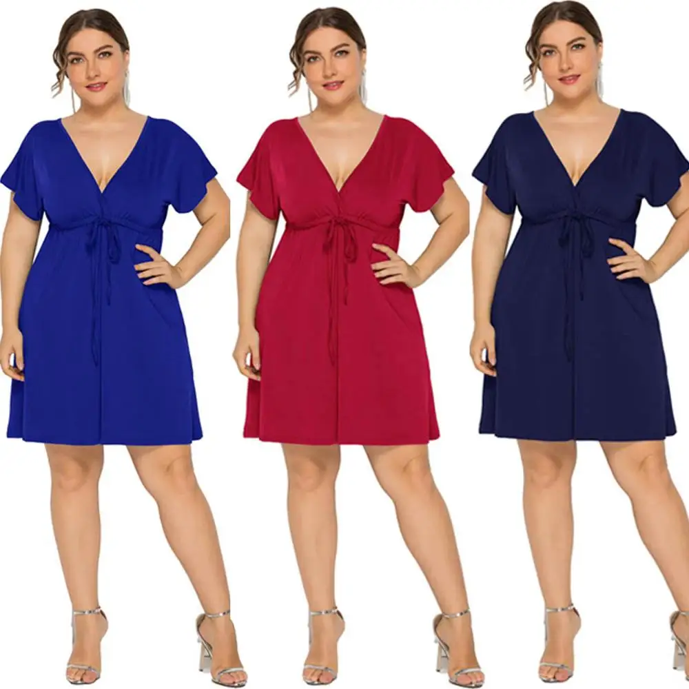 Plus Size 2019 Summer Lace-up Dress Empire Waist Sexy V Cut Short Sleeves Holiday Beach Cocktail Party Dress eDressU LMT-FP3316
Plus Size 2019 Summer Lace-up Dress Empire Waist Sexy V Cut Short Sleeves Holiday Beach Cocktail Party Dress eDressU LMT-FP3316