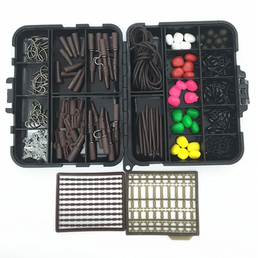 Carp Fishing Accessories Tackle Boxes with Hooks Rubber Tubes Lead Clip Swivels Beads Sleeves Corn Lures Baits Silicone Tube Peg
Carp Fishing Accessories Tackle Boxes with Hooks Rubber Tubes Lead Clip Swivels Beads Sleeves Corn Lures Baits Silicone Tube Peg